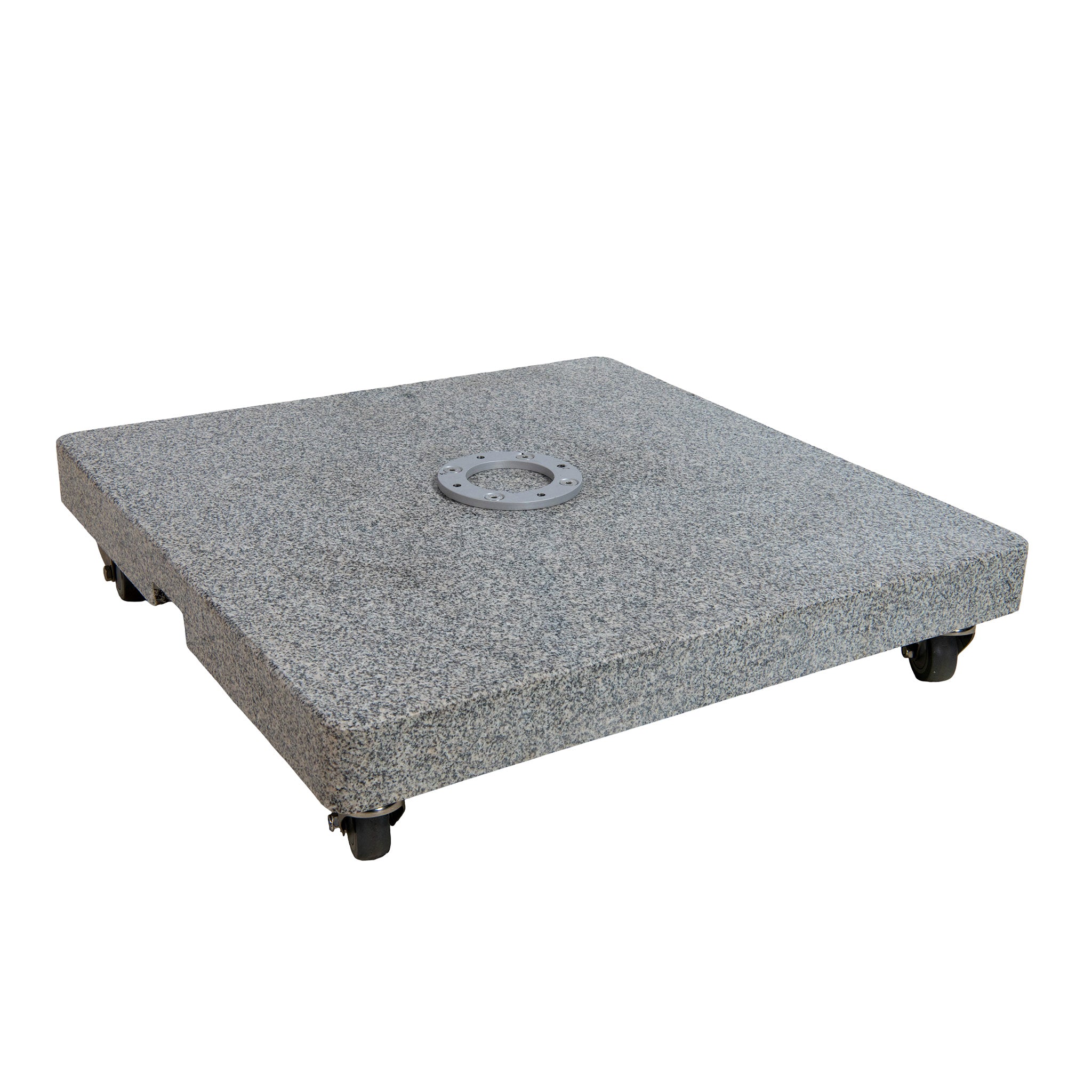 Granite stone umbrella base on wheels for cantilever umbrellas