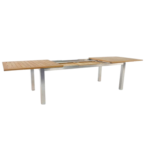 Design Warehouse - Stainless Steel and Teak Extension Outdoor Dining Table 42222495400235- cc