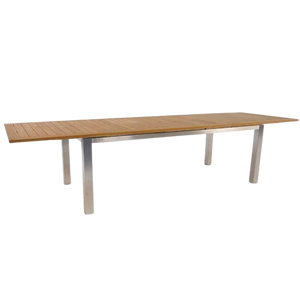 Design Warehouse - Stainless Steel and Teak Extension Outdoor Dining Table 42272926564651- cc