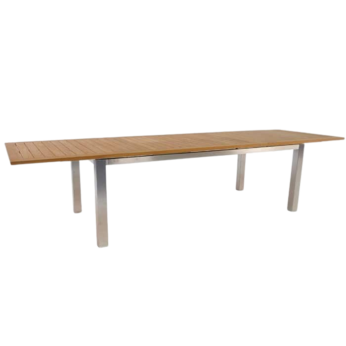 Design Warehouse - Stainless Steel and Teak Extension Outdoor Dining Table 42272926564651- cc