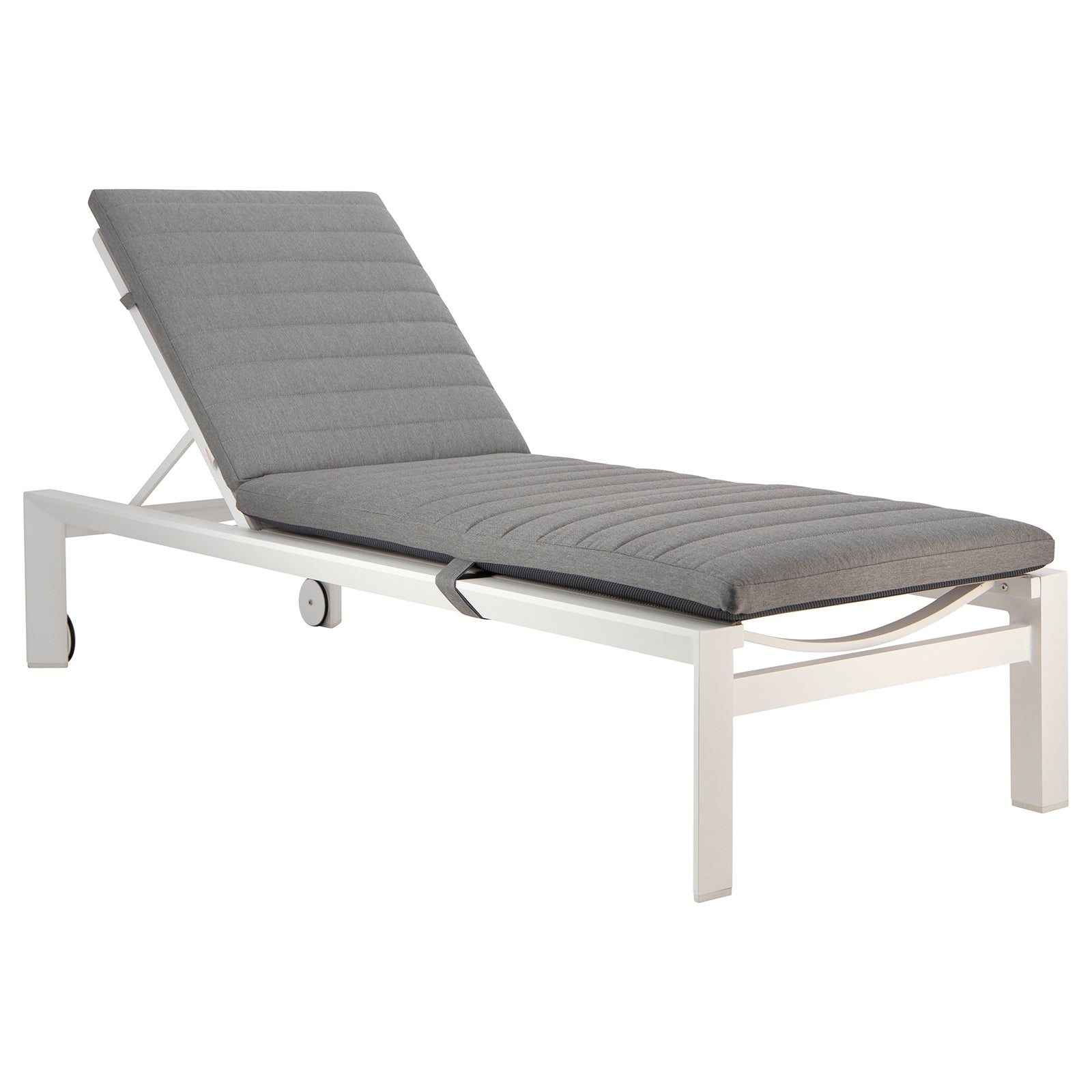 Amazon Aluminium Sun Lounger in White with Sunbrella Charcoal Cushion