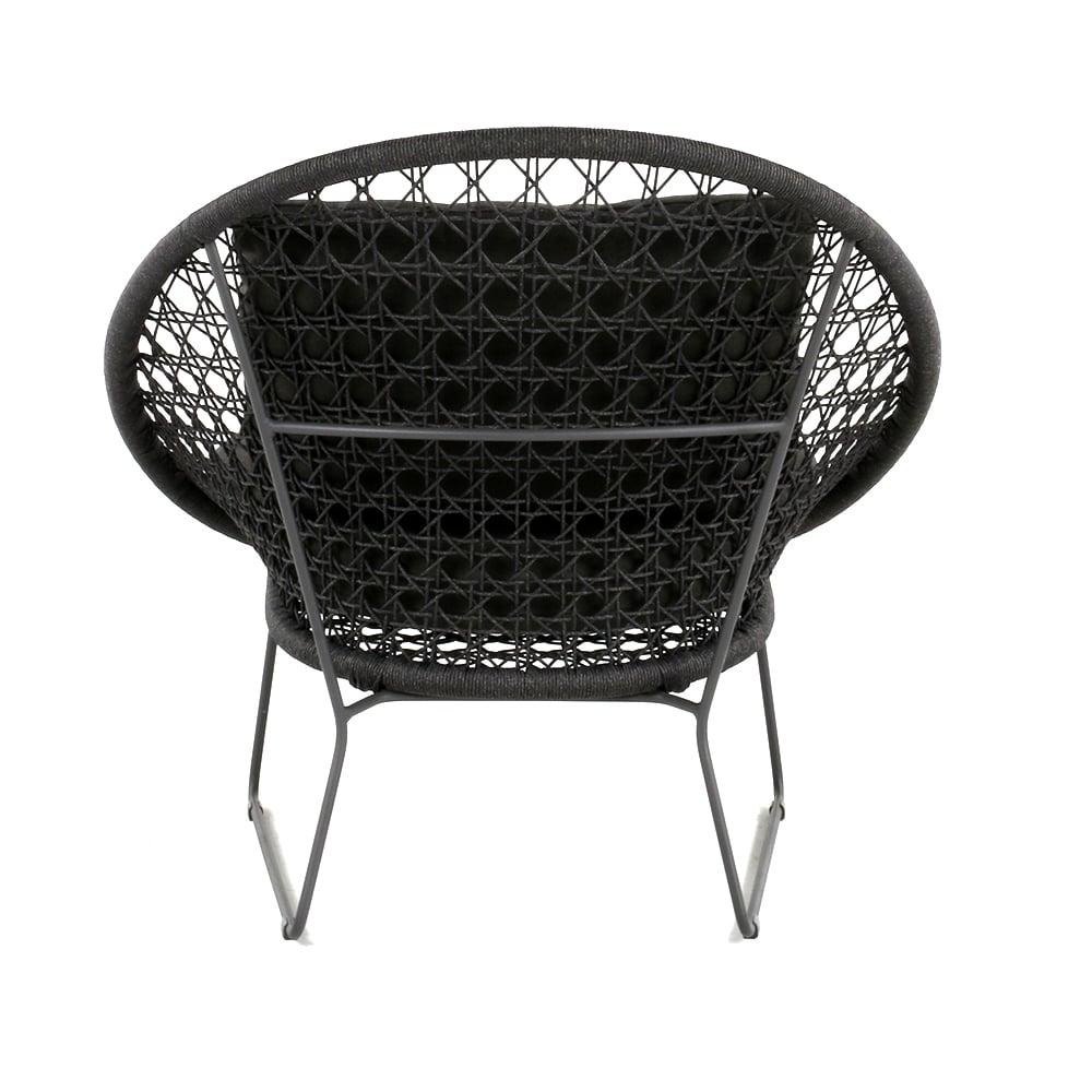 Design Warehouse - 127783 - Basket Outdoor Rope Relaxing Chair  - Graphite