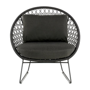 Design Warehouse - 127783 - Basket Outdoor Rope Relaxing Chair  - Graphite