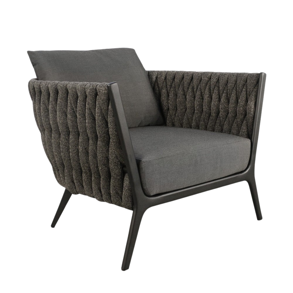 Design Warehouse - 127159 - Bianca Outdoor Rope Club Chair (Coal)  - Canvas Coal cc