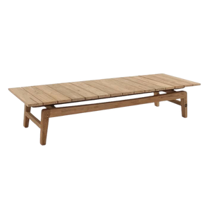Copenhague Reclaimed Teak Coffee Table  with rectangular top. Front angle view.