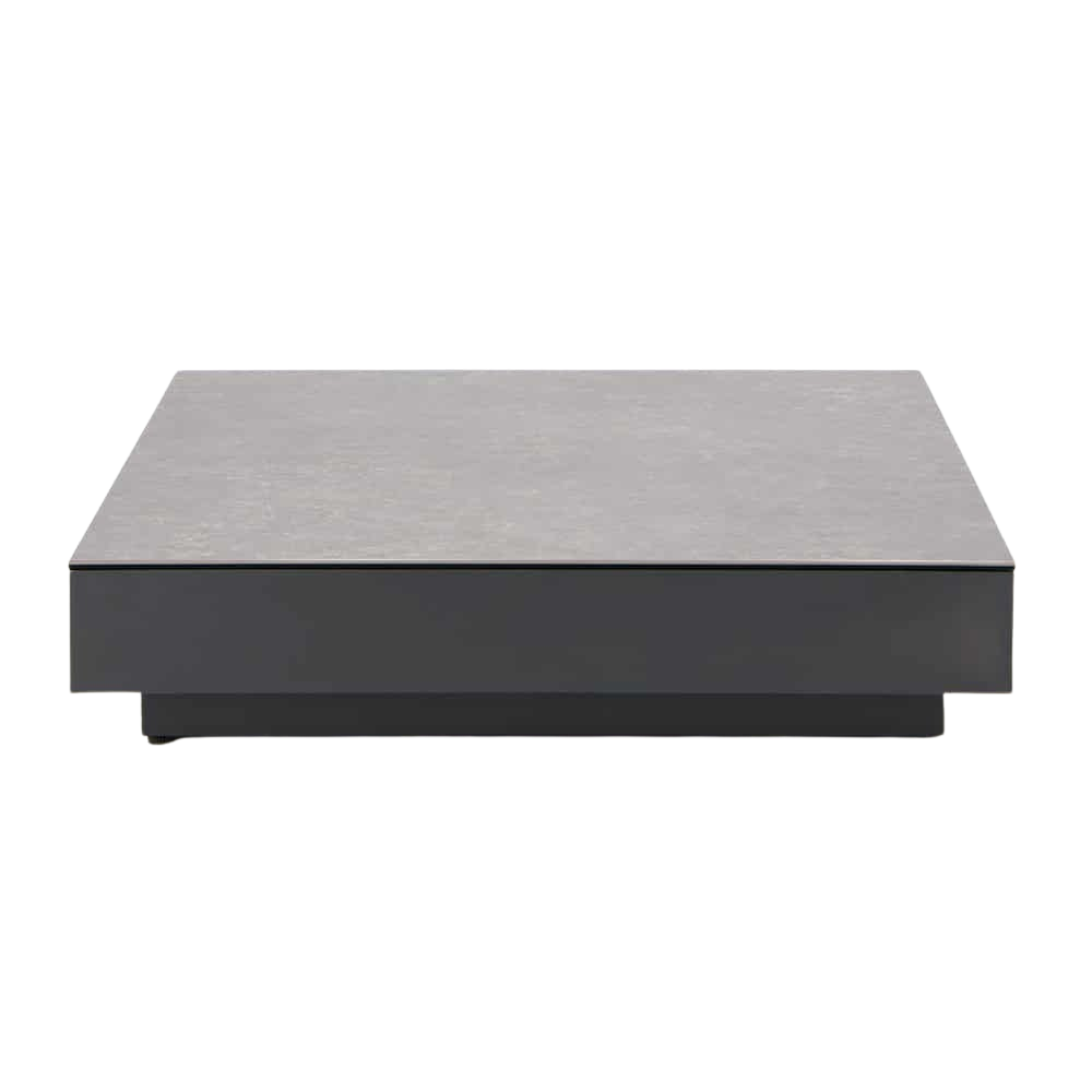 Design Warehouse - 127481 - Crete Aluminium Low Outdoor Coffee Table (Charcoal) with Ceramic Top (Concrete Look)  - Charcoal cc