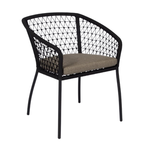 Design Warehouse - 127338 - Lola Outdoor Rope Dining Arm Chair (Black)  - Black cc