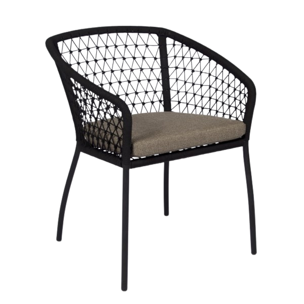 Design Warehouse - 127338 - Lola Outdoor Rope Dining Arm Chair (Black)  - Black cc