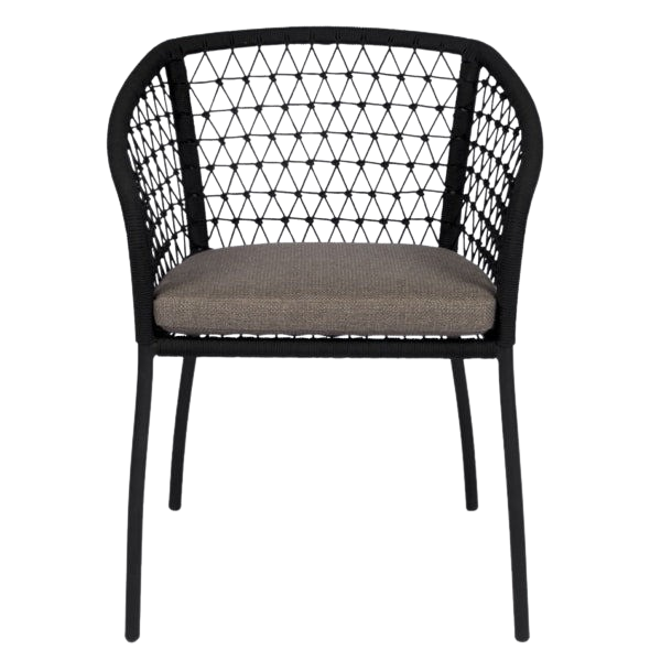 Design Warehouse - 127338 - Lola Outdoor Rope Dining Arm Chair (Black)  - Black cc