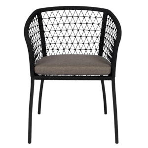 Design Warehouse - 127338 - Lola Outdoor Rope Dining Arm Chair (Black)  - Black cc