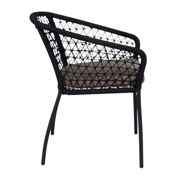 Design Warehouse - 127338 - Lola Outdoor Rope Dining Arm Chair (Black)  - Black cc