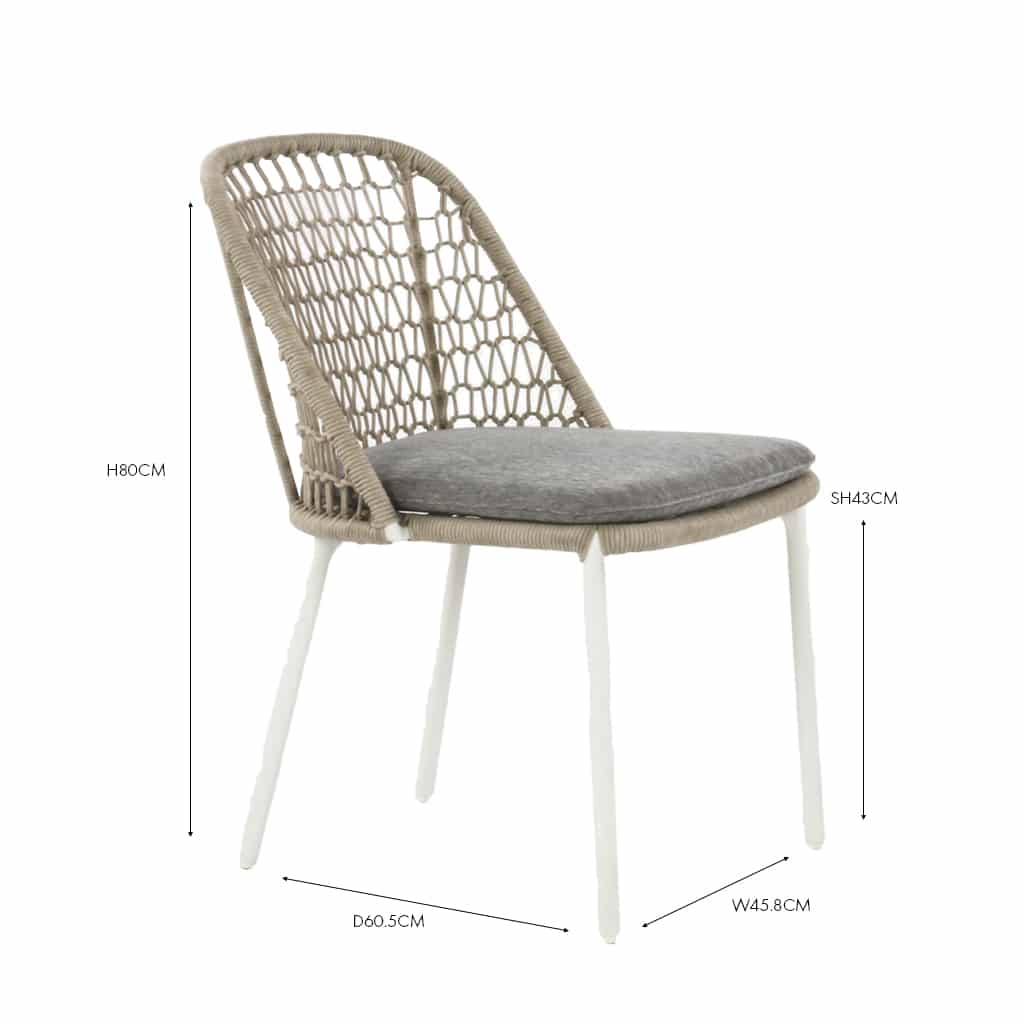 Design Warehouse - 127592 - Mel Outdoor Rope Dining Side Chair  - White