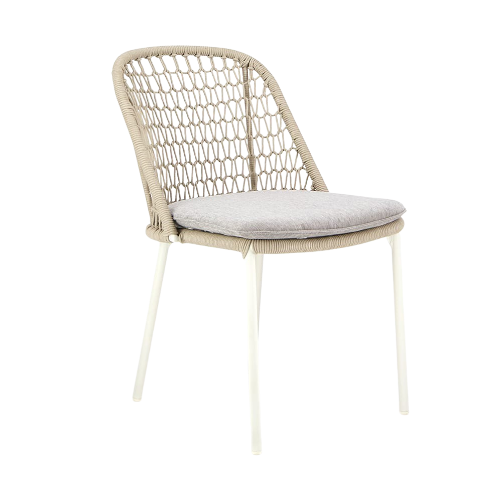 Design Warehouse - 127592 - Mel Outdoor Rope Dining Side Chair  - White cc