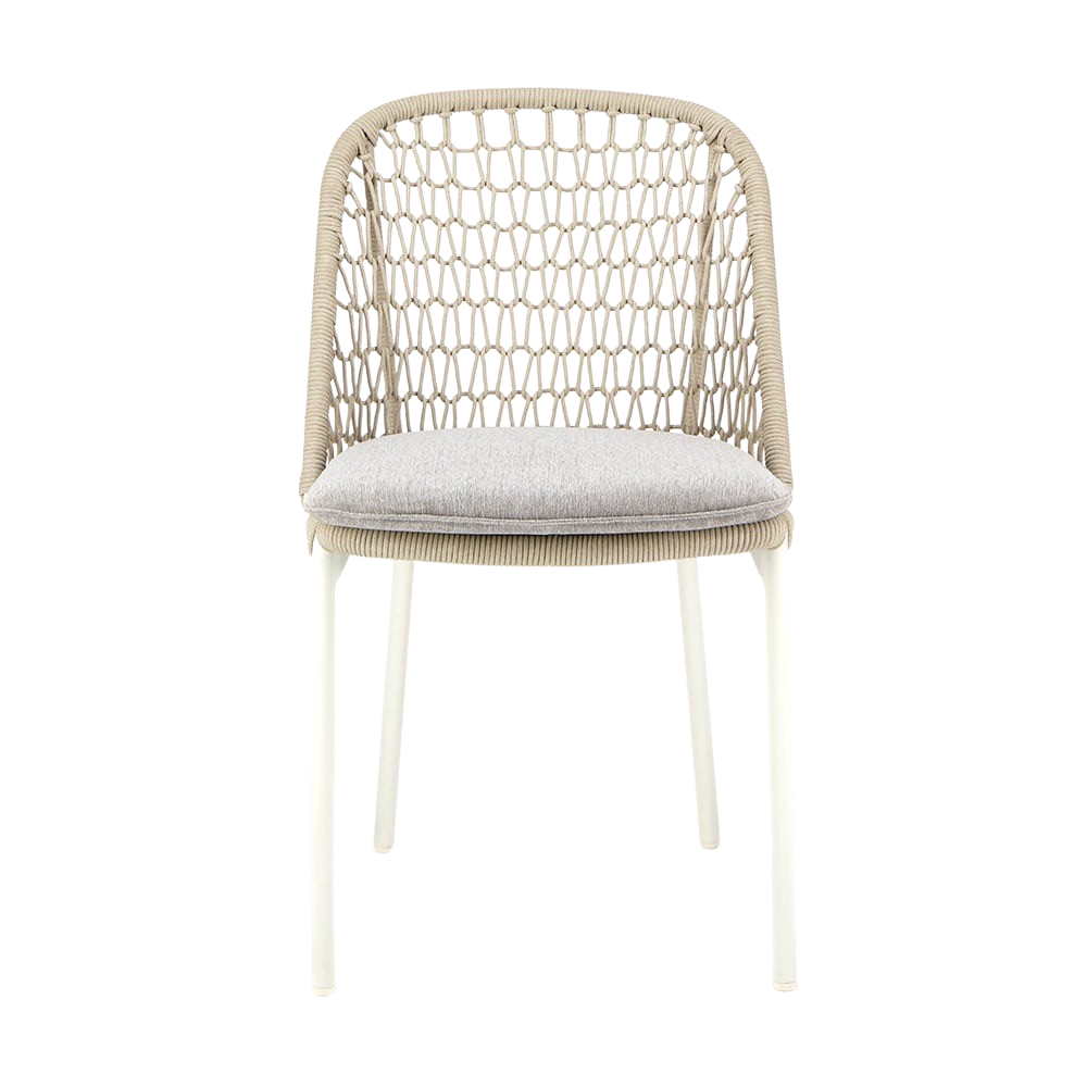 Design Warehouse - 127592 - Mel Outdoor Rope Dining Side Chair  - White cc