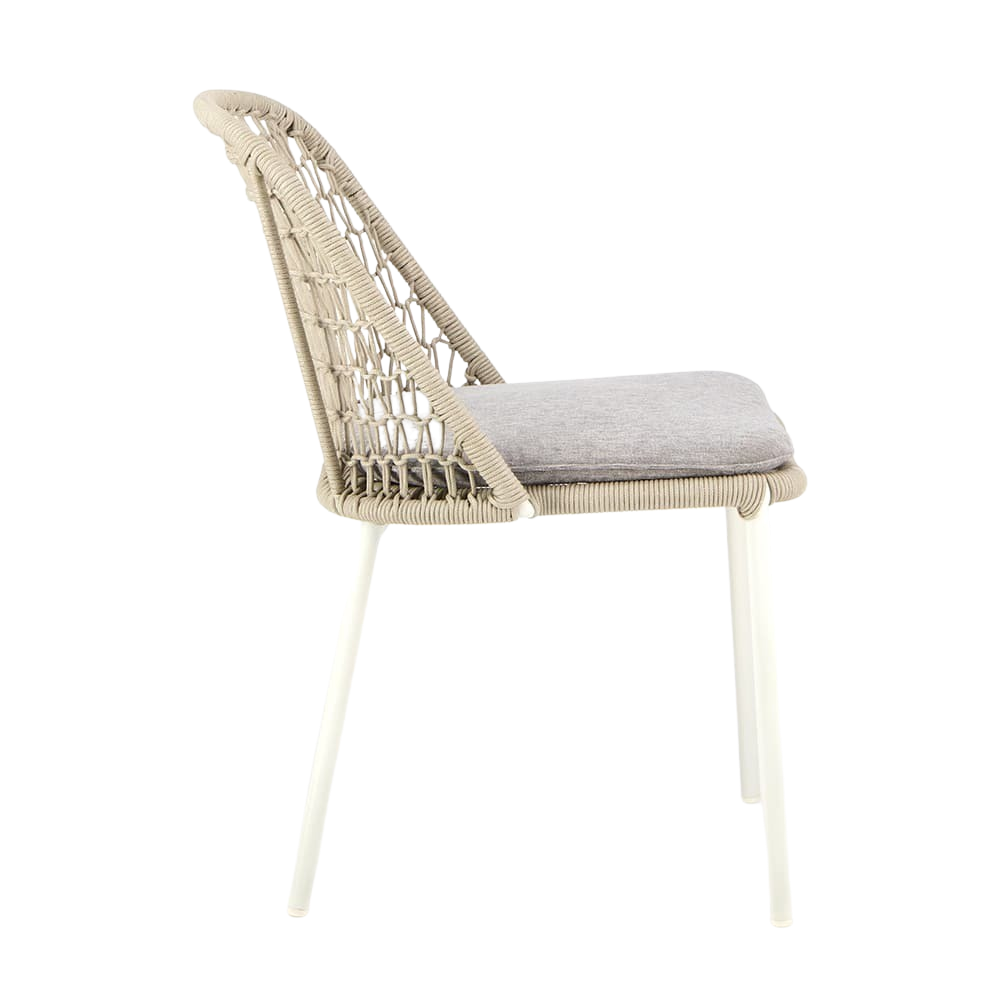 Design Warehouse - 127592 - Mel Outdoor Rope Dining Side Chair  - White cc