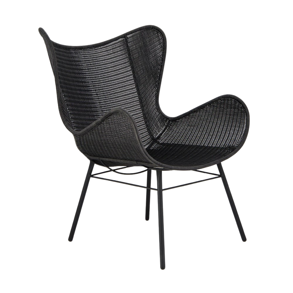 Design Warehouse - 127345 - Nairobi Pure Wicker Wing Chair  - Black cc