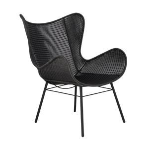 Design Warehouse - 127345 - Nairobi Pure Wicker Wing Chair  - Black cc