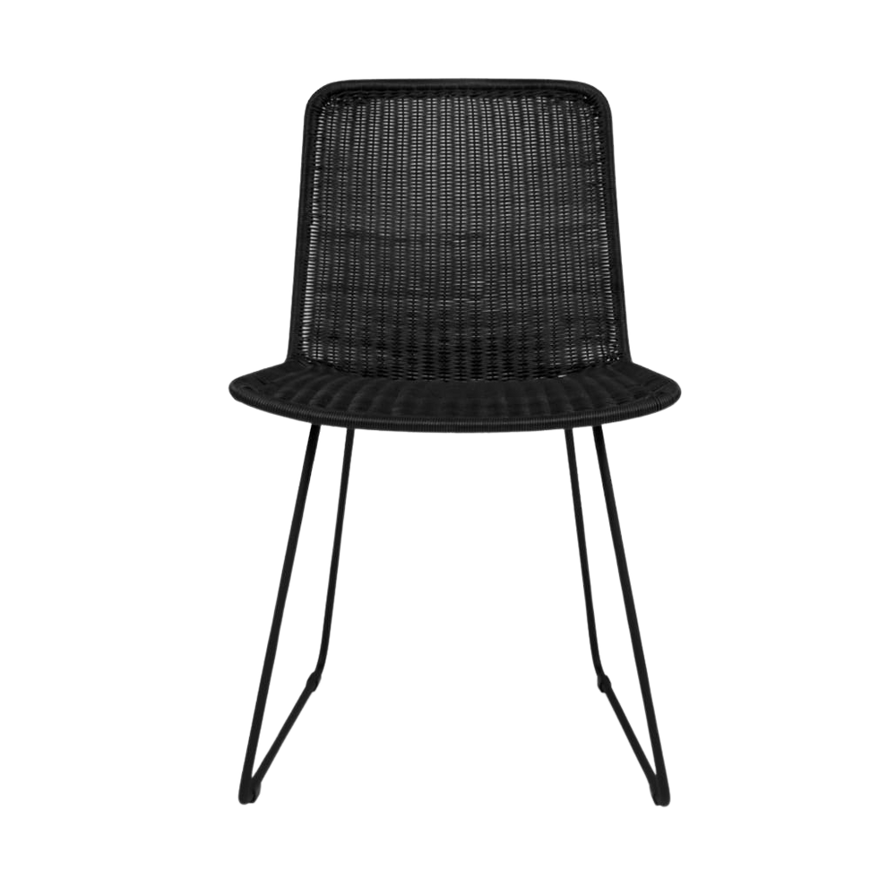 Design Warehouse - 127336 - Olive Wicker Dining Side Chair  - Black cc