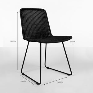 Design Warehouse - 127336 - Olive Wicker Dining Side Chair  - Black