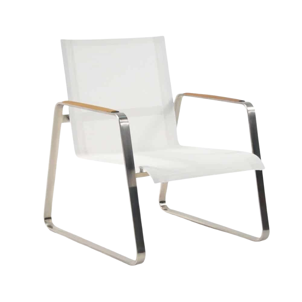 Design Warehouse - 124892 - Summer Stainless Steel Batyline Relaxing Chair  - White cc