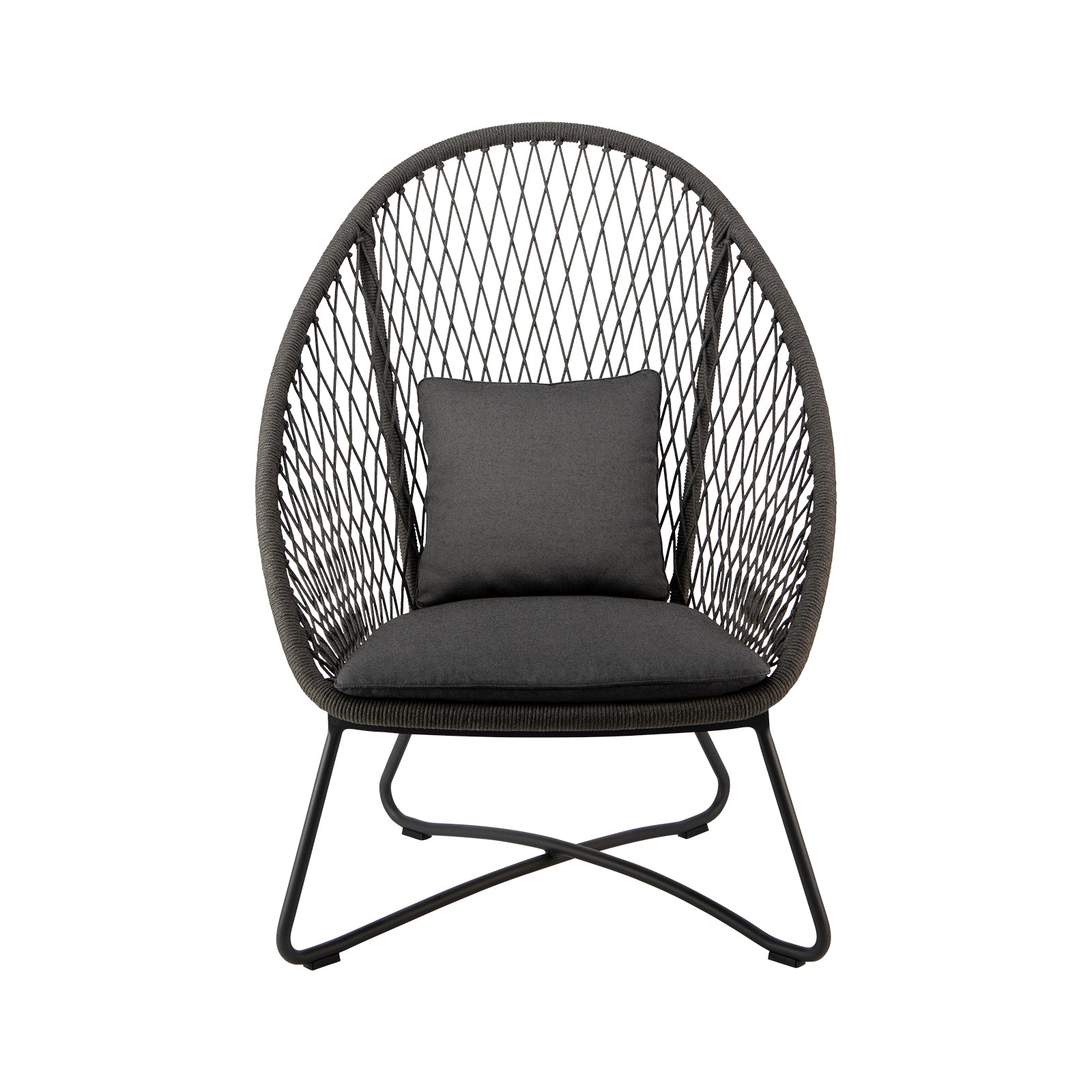 Zaha Outdoor High Back Cross Weave Lounge Chair (Agora® Panama Coal)
