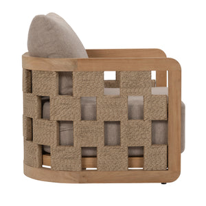 Side profile showing open-weave rope detail on Adriana Lounge Chair