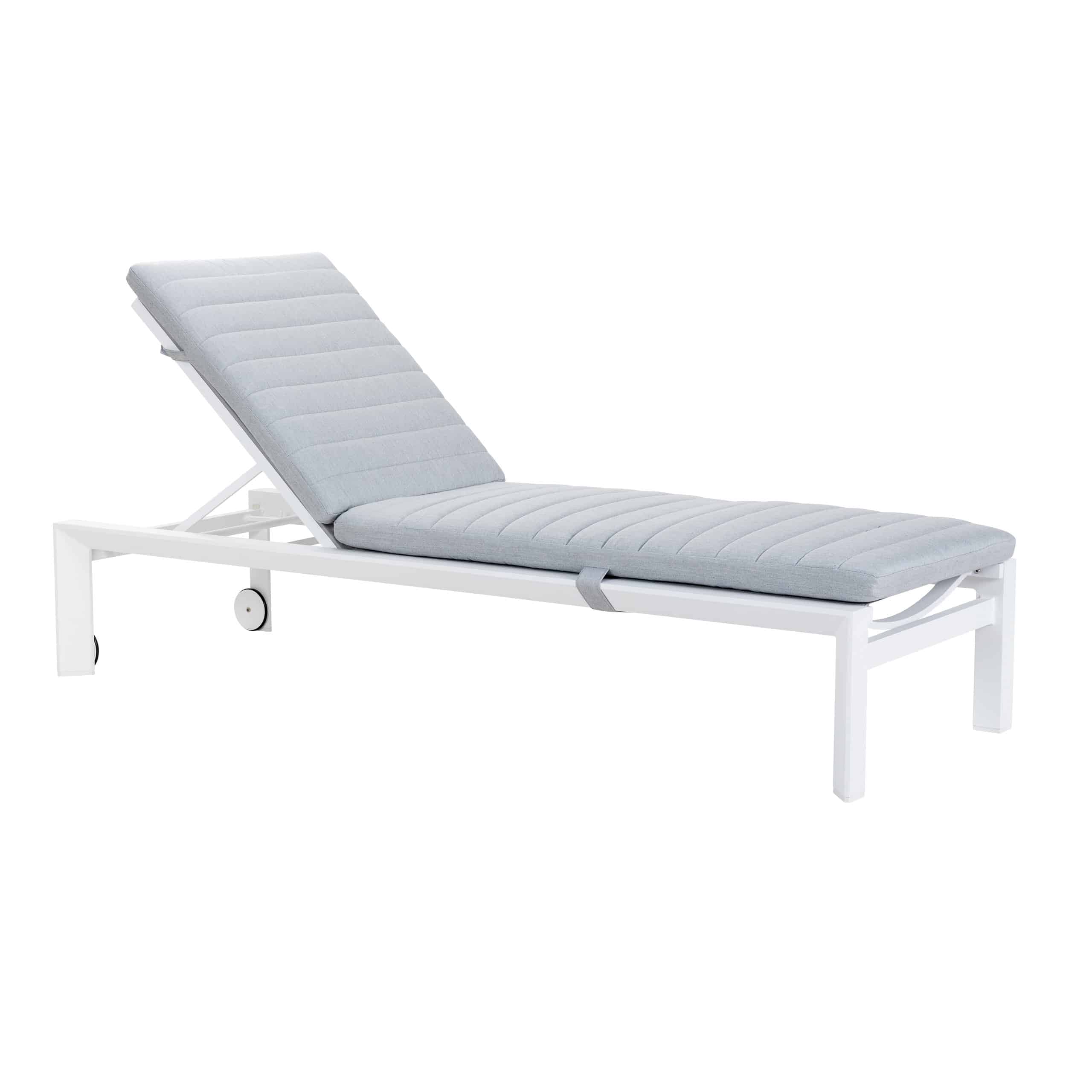 Design Warehouse - 128410 - Amazon Aluminium Sun Lounger (White) with Sunbrella Cushion (Natté Grey Chiné)  - White