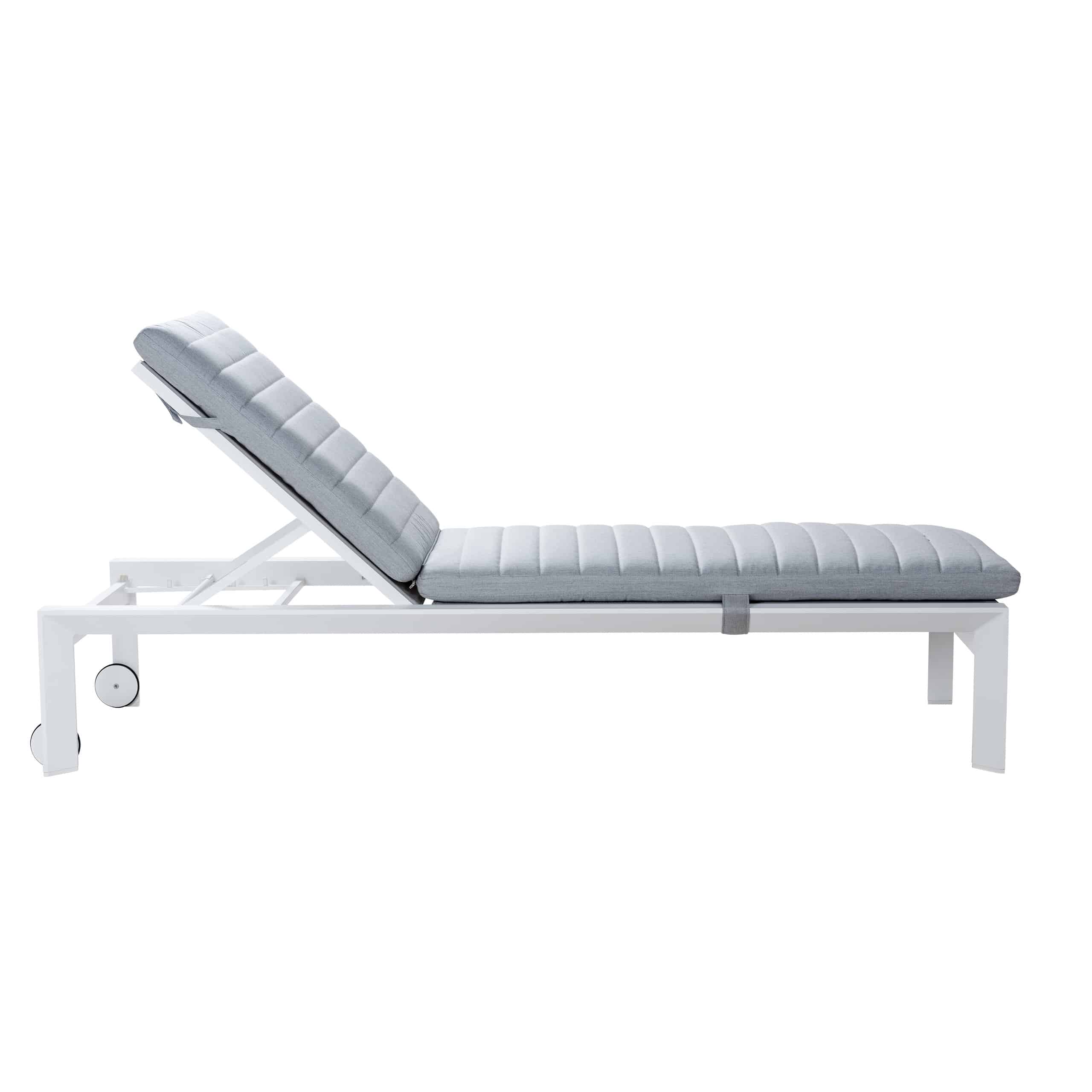 Design Warehouse - 128410 - Amazon Aluminium Sun Lounger (White) with Sunbrella Cushion (Natté Grey Chiné)  - White