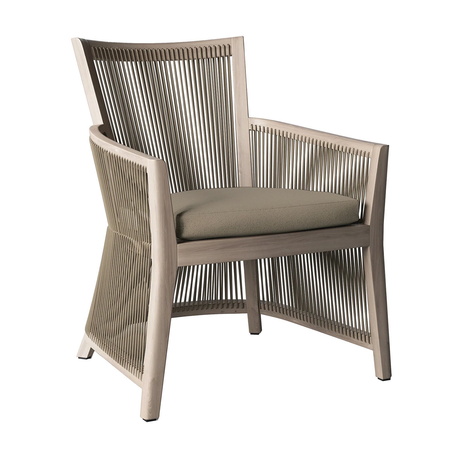 Design Warehouse Antibes Teak and Rope Dining Armchair Taupe Cushion 128583