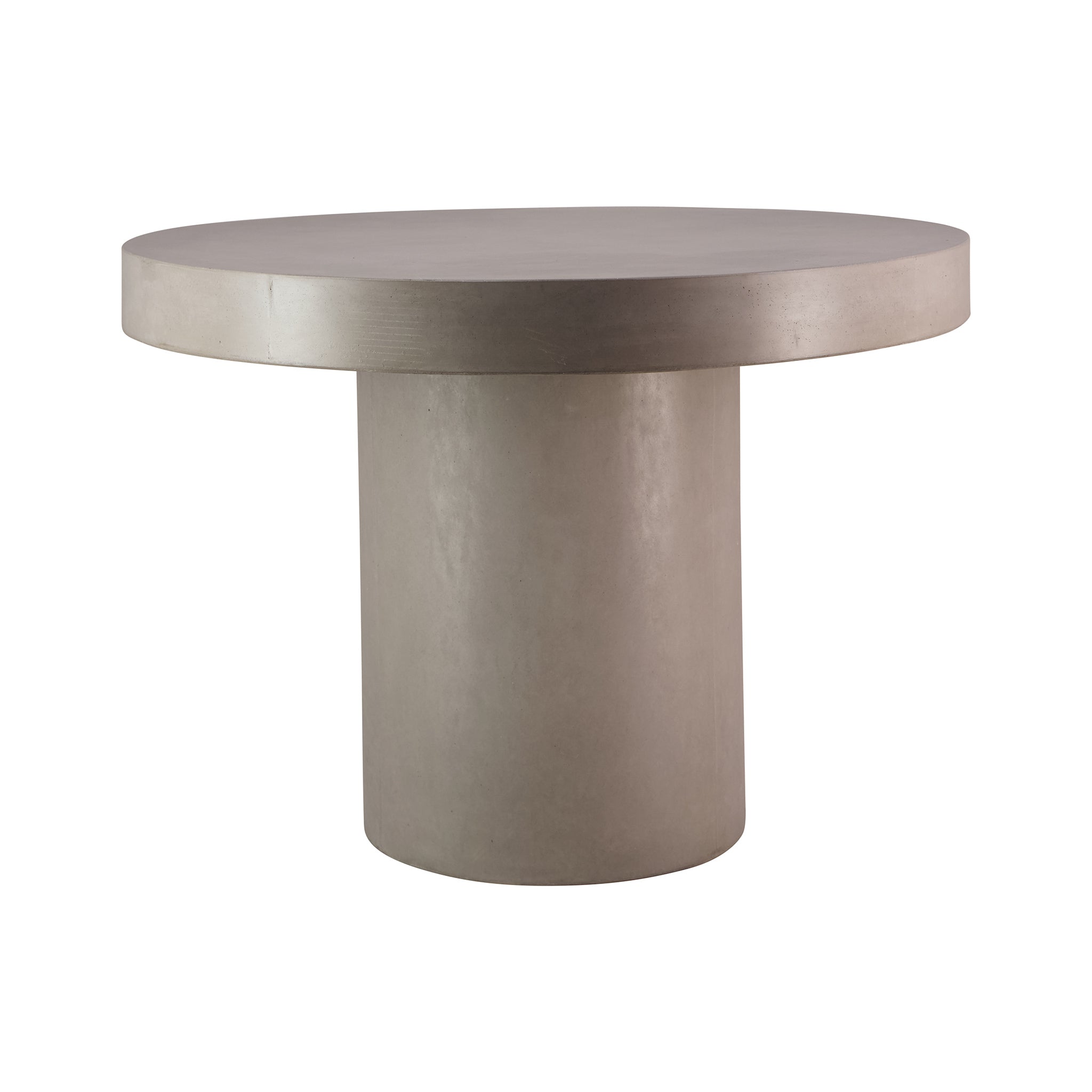 Bercelona concrete round dining table in weathered cement colour.