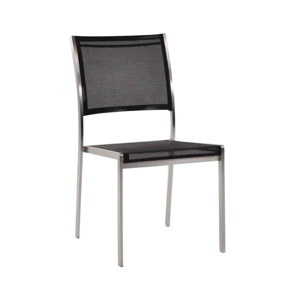 Design Warehouse - 124875 - Classic Batyline Stacking Dining Chair  - Black cc