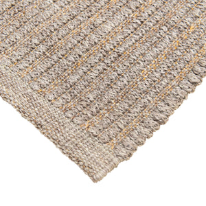 Close-up of a textured beige rug with a diamond pattern on a white background