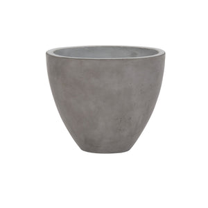Brooklyn oval concrete planter. Grey coloured. Front view.