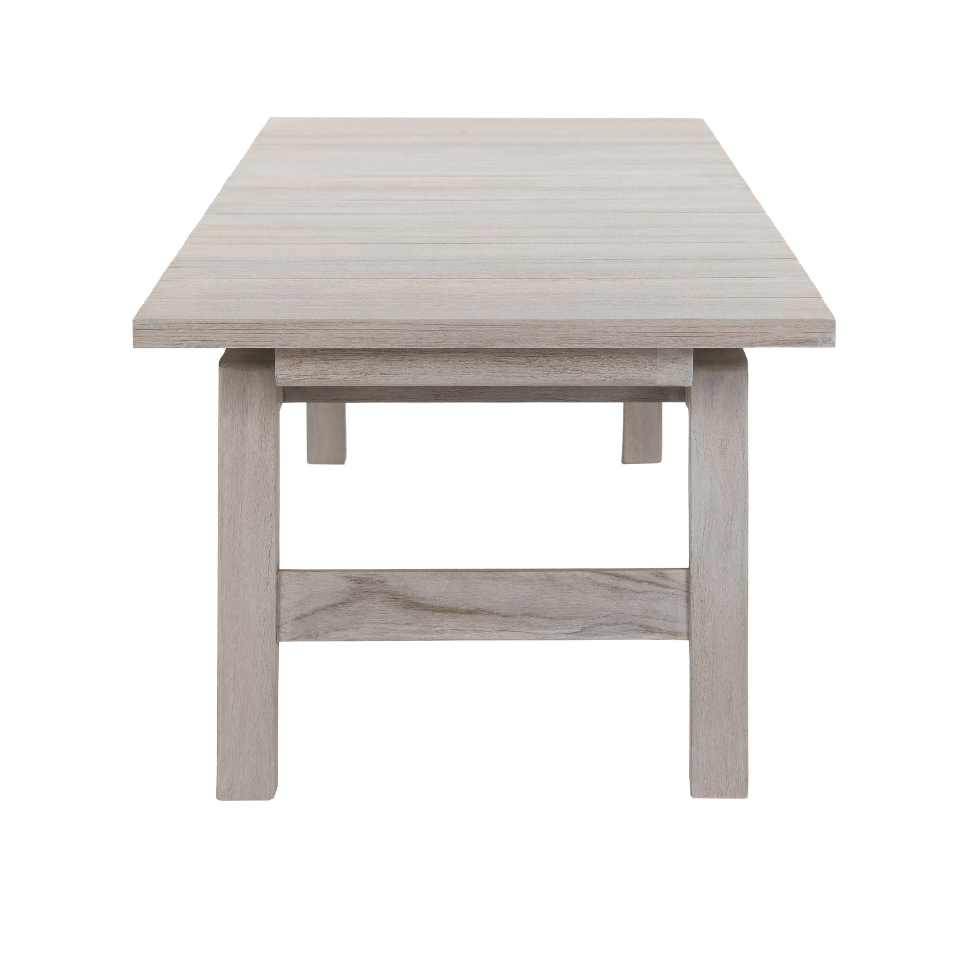 End view of Copenhague reclaimed teak coffee table.