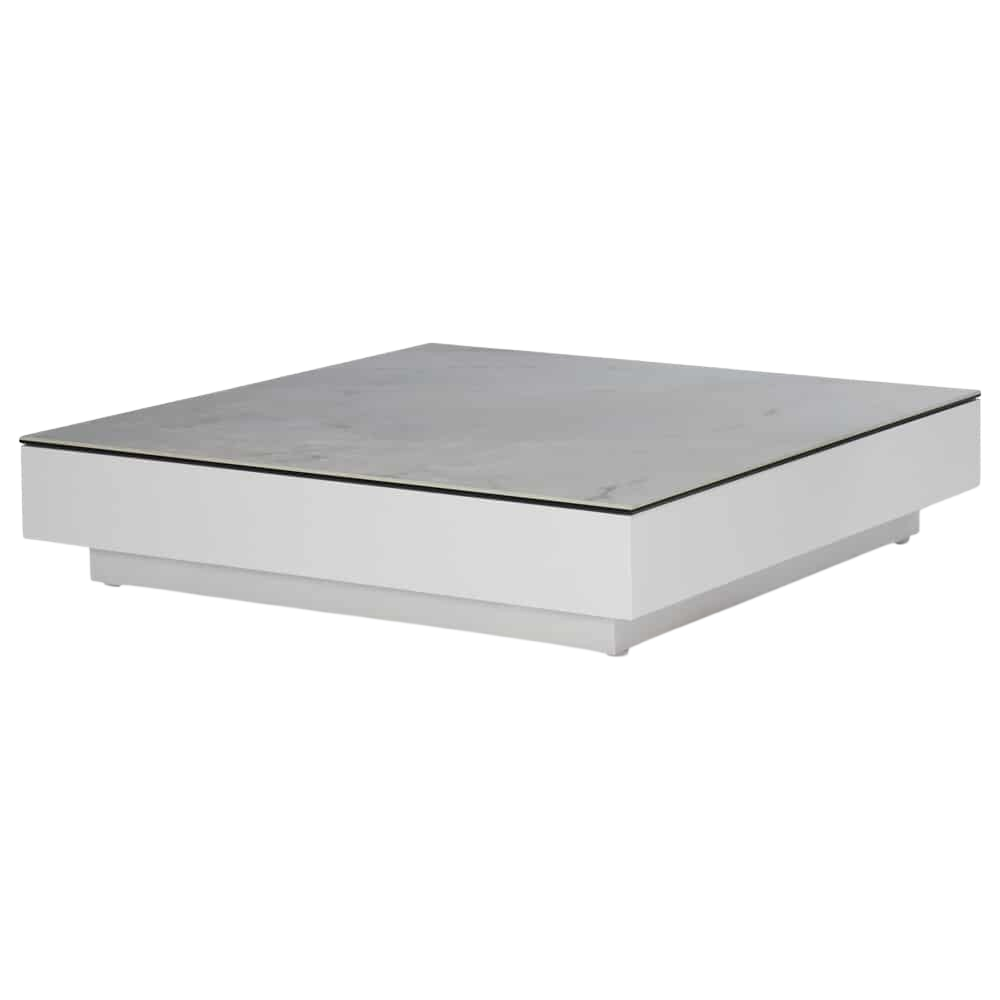 Design Warehouse - 127479 - Crete Aluminium Low Outdoor Coffee Table (White) with Ceramic Top (Marble Look)  - White cc