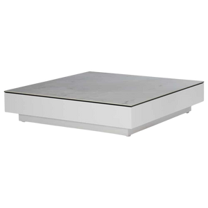 Design Warehouse - 127479 - Crete Aluminium Low Outdoor Coffee Table (White) with Ceramic Top (Marble Look)  - White cc