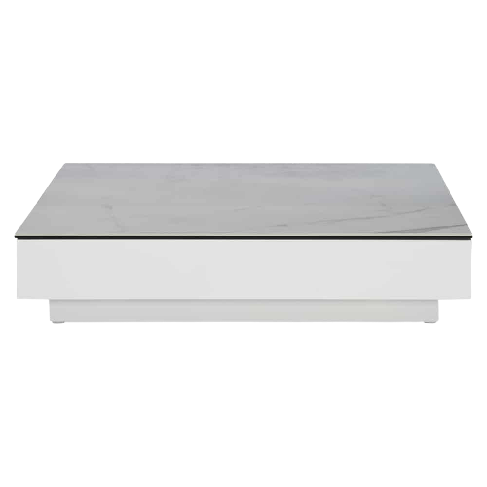 Design Warehouse - 127479 - Crete Aluminium Low Outdoor Coffee Table (White) with Ceramic Top (Marble Look)  - White cc