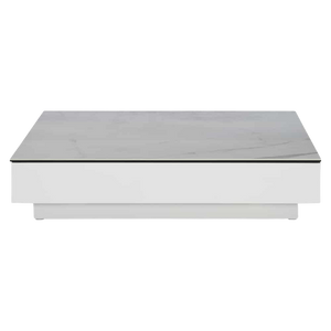 Design Warehouse - 127479 - Crete Aluminium Low Outdoor Coffee Table (White) with Ceramic Top (Marble Look)  - White cc