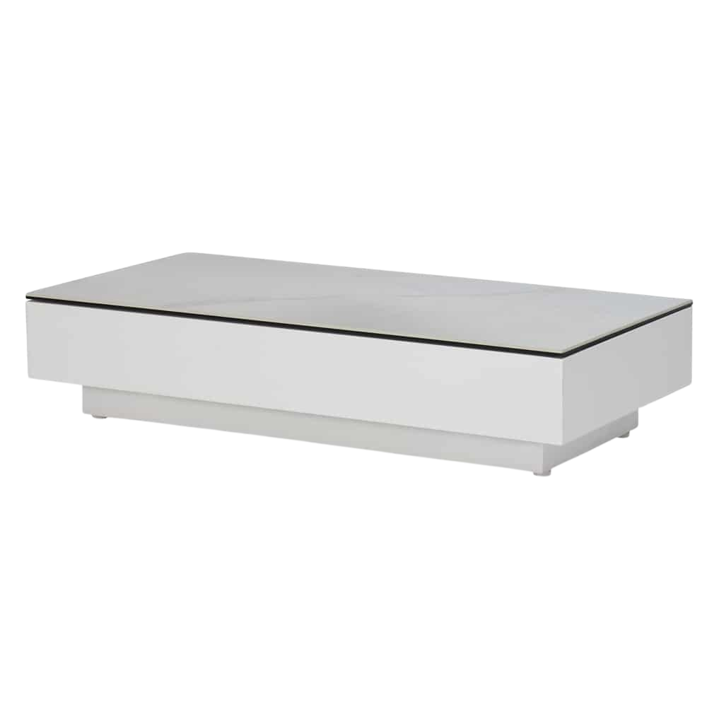 Design Warehouse - 127568 - Crete Aluminium Small Outdoor Coffee Table (White) with Ceramic Top (Marble Look)  - White cc