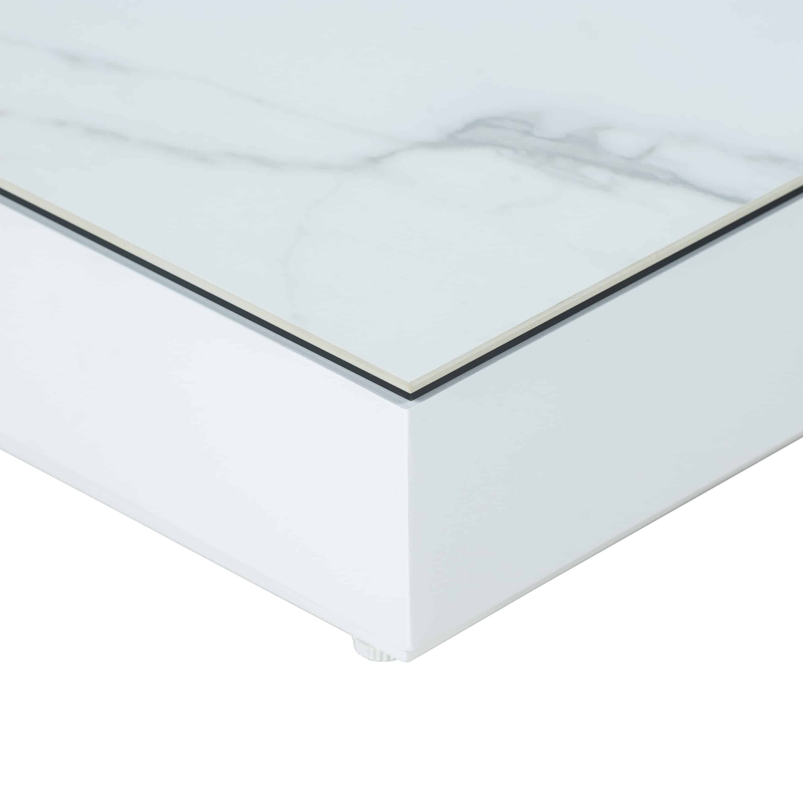 Design Warehouse - 127568 - Crete Aluminium Small Outdoor Coffee Table (White) with Ceramic Top (Marble Look)  - White