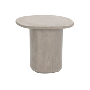 Concrete outdoor side table in natural grey finish with curved pedestal base 129040