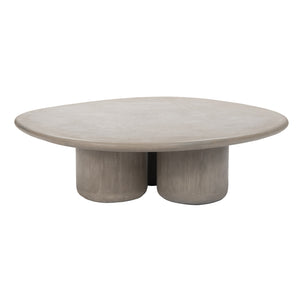 Side angle of Wasabi grey coffee table with oval top and cylindrical legs
