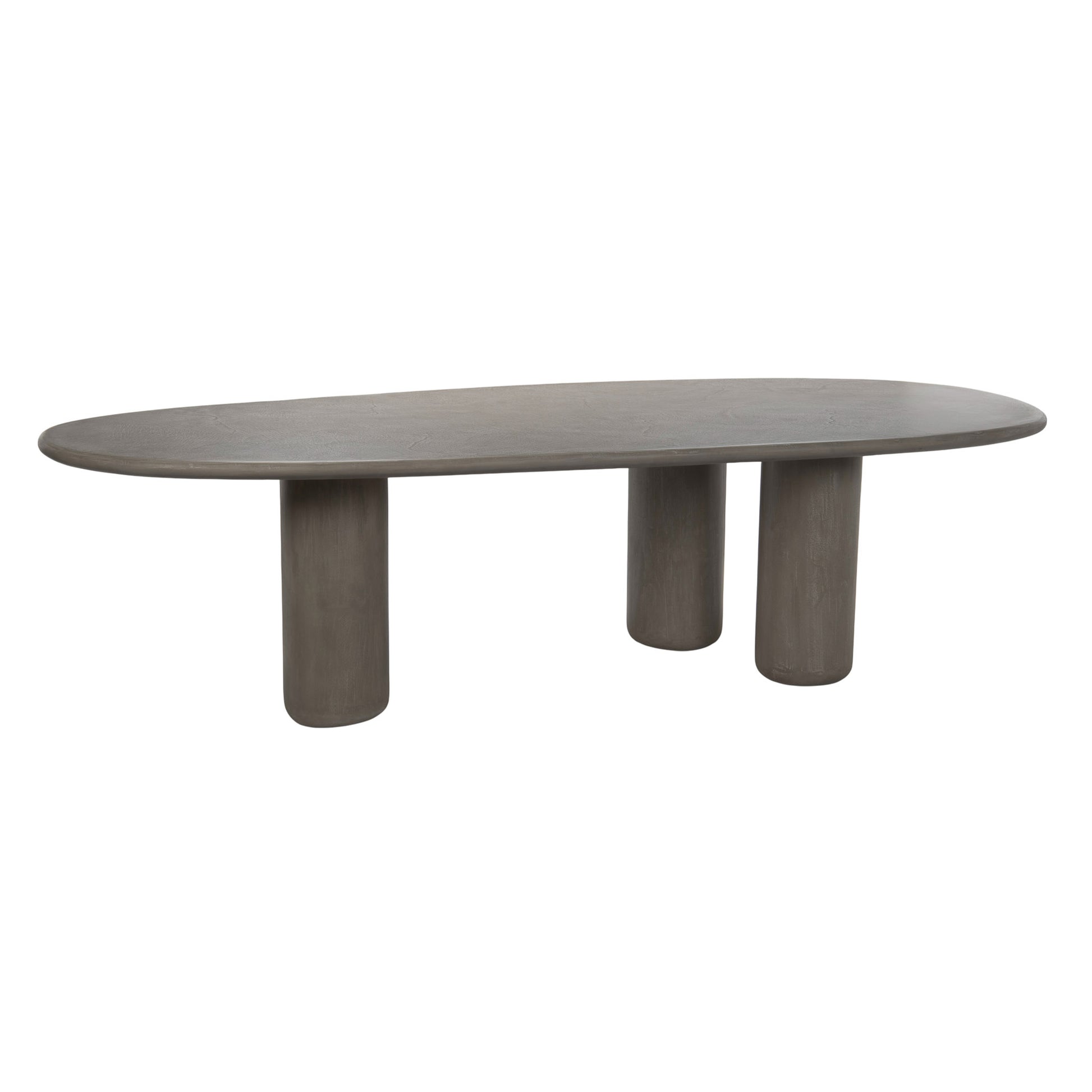 Top-down view of Wasabi concrete dining table with curved form