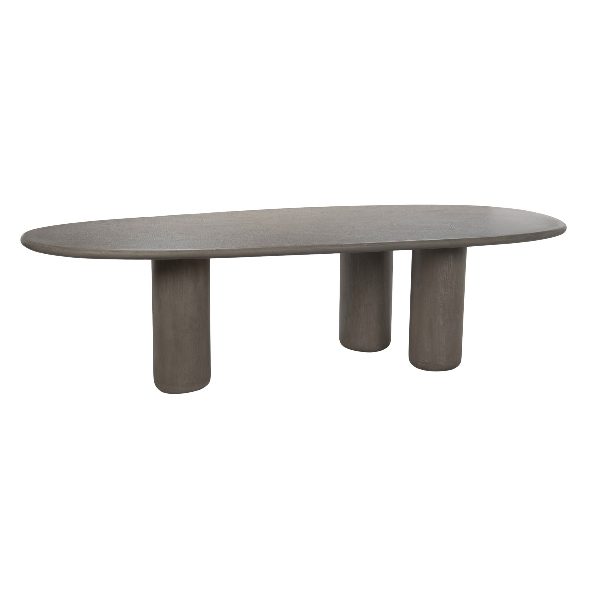 Top-down view of Wasabi concrete dining table with curved form
