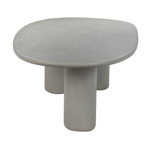 Table top view of Curve outdoor concrete dining table in light grey colour tone.