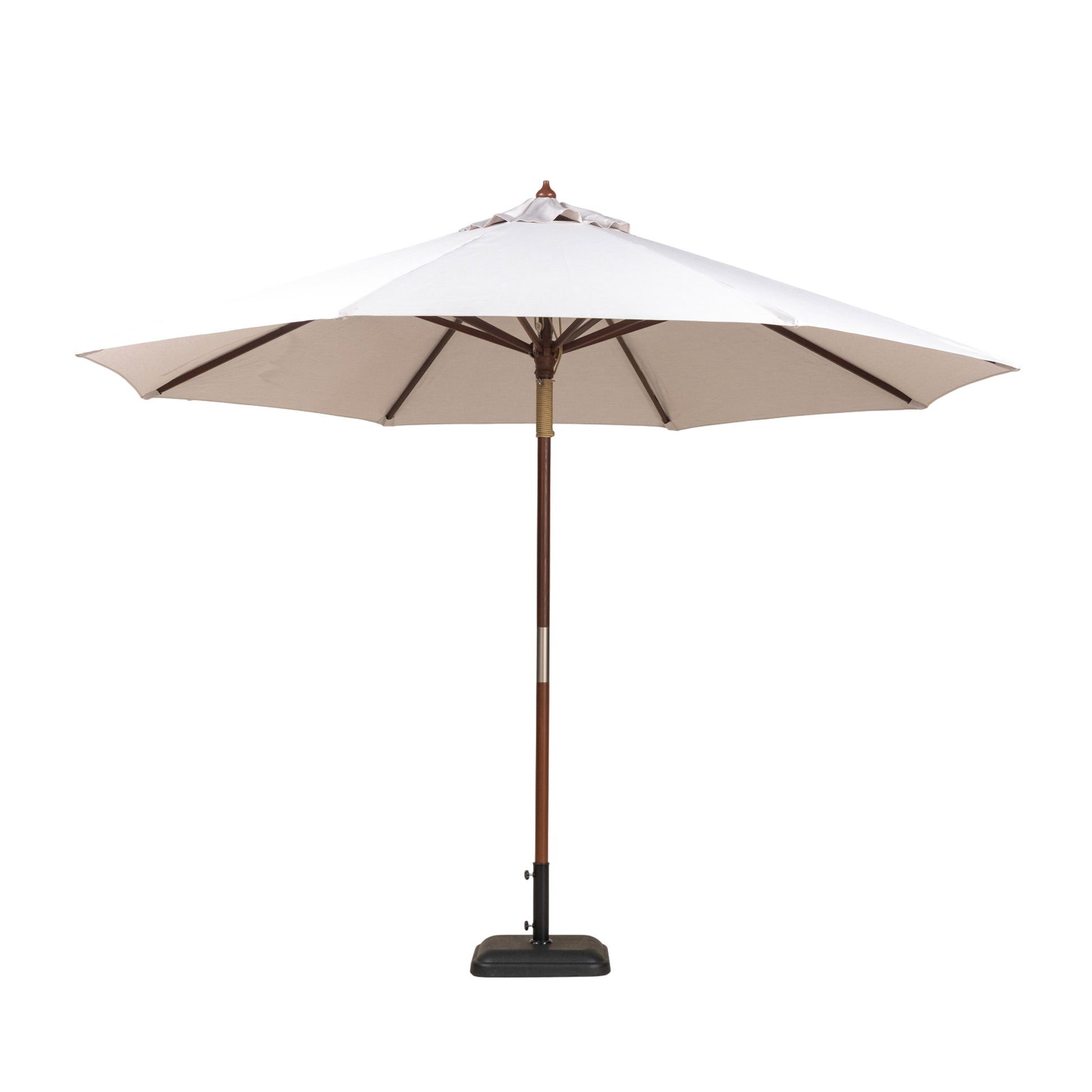 Dixon round market umbrella with whitewash coloured Sauleda Mascara canopy.