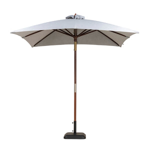 Dixon Sauleda Masacril square market umbrella with light canopy and hardwood pole. Grey canopy.