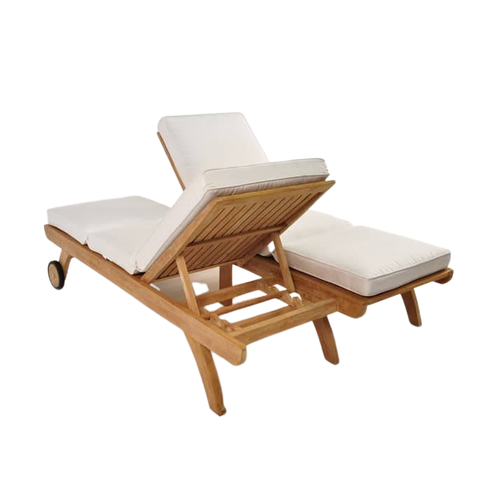 Design Warehouse - Teak Double Sun Lounger 42147699720491- cc