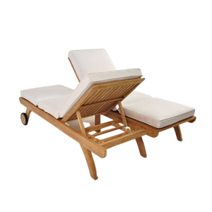 Design Warehouse - Teak Double Sun Lounger 42147699720491- cc