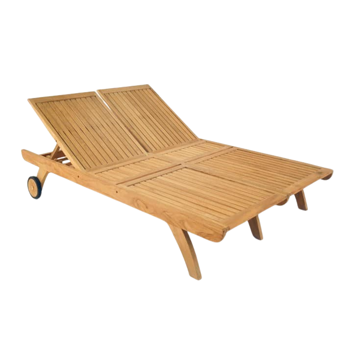 Design Warehouse - Teak Double Sun Lounger 42147699360043- cc